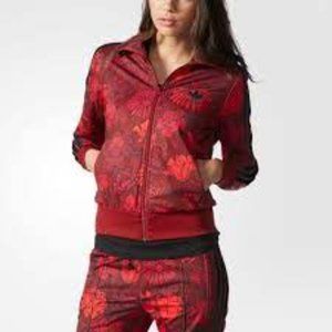 Adidas Women's Firebird Floral Track Sweatsuit Jacket & Pants Medium